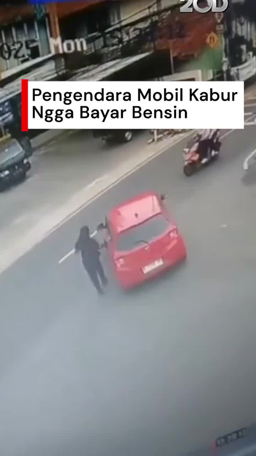 Video: Detik-detik Mobil Brio Merah Kabur Usai Isi Bensin di SPBU Tangsel