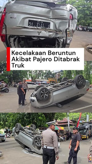 Video: Pajero Dihantam Truk Lalu Terguling dan Menabrak Motor di Sukabumi