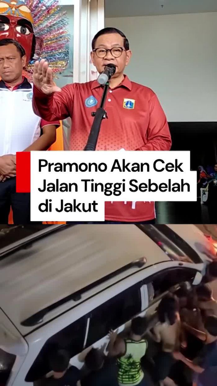 Video: Pramono Bakal Cek Jalan Tinggi Sebelah yang Buat Mobil Terperosok