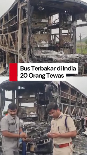 Video: Bus Terbakar Akibat Tangki BBM Bocor di India, 20 Orang Tewas