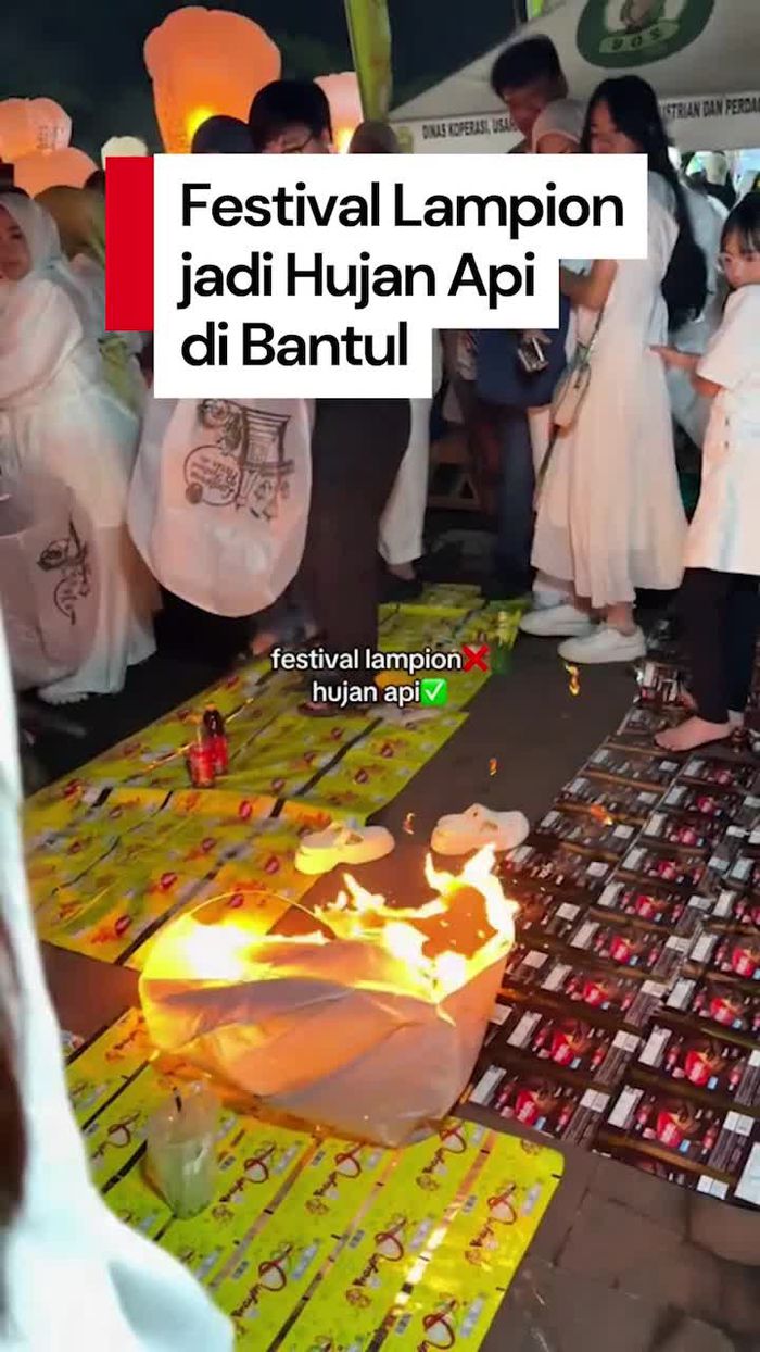 Video: Momen Festival Lampion Jadi Hujan Api di Bantul