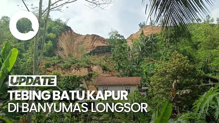 Video: Tebing Batu Kapur Longsor Hantam 3 Rumah di Banyumas