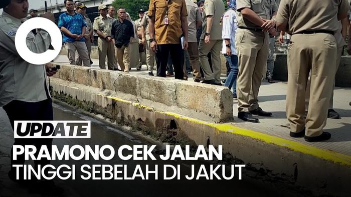 Video: Pramono Cek Jalan Tinggi Sebelah di Jakut yang Buat Mobil Terperosok