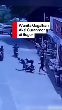 Video: Detik-detik Wanita di Bogor Gagalkan Aksi Curanmor 