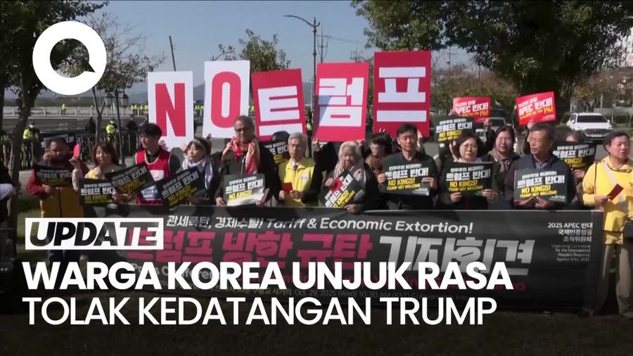 Video: Sejumlah Warga Korsel Demo Tolak Kedatangan Trump