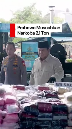 Video: Wujud 2,1 Ton Barang Bukti Narkoba yang Dimusnahkan Prabowo