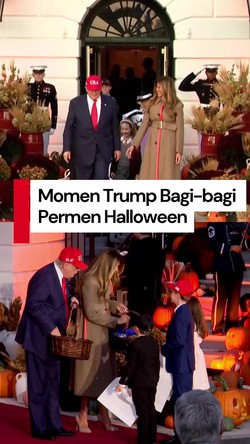 Video: Momen Trump Bagi-bagi Permen Tradisi Halloween di Gedung Putih