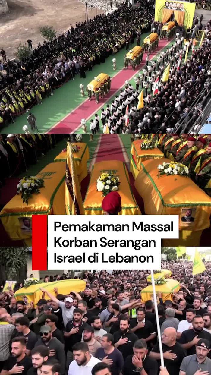 Video: 5 Orang Tewas Diserang Israel, Ribuan Warga Hadiri Pemakaman Massal di Lebanon