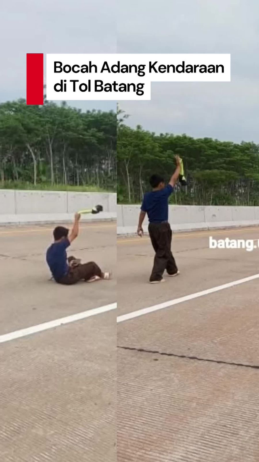 Video: Heboh Bocah Adang Kendaraan di Tol Batang, Polisi Turun Tangan