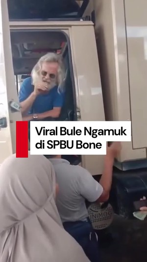 Video: Viral Bule Ngamuk di SPBU Bone gegara Ditolak Isi BBM Tanpa Barcode