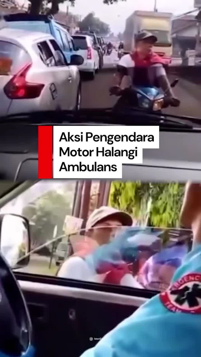 Video: Viral Pemotor Tanpa Helm Halangi Ambulans di Bandung