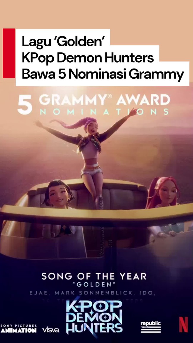 Video: Golden KPop Demon Hunters Masuk 5 Nominasi Grammy Awards