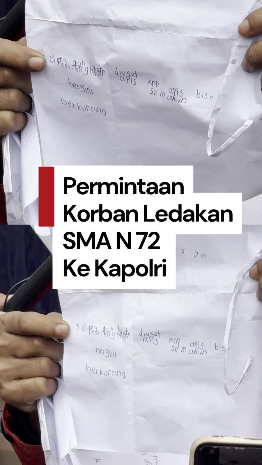 Video Permintaan Korban Ledakan SMAN 72 ke Kapolri: Usut Secepatnya