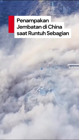 Video Baru Beberapa Bulan Dibuka, Jembatan Hongqi China Runtuh Sebagian