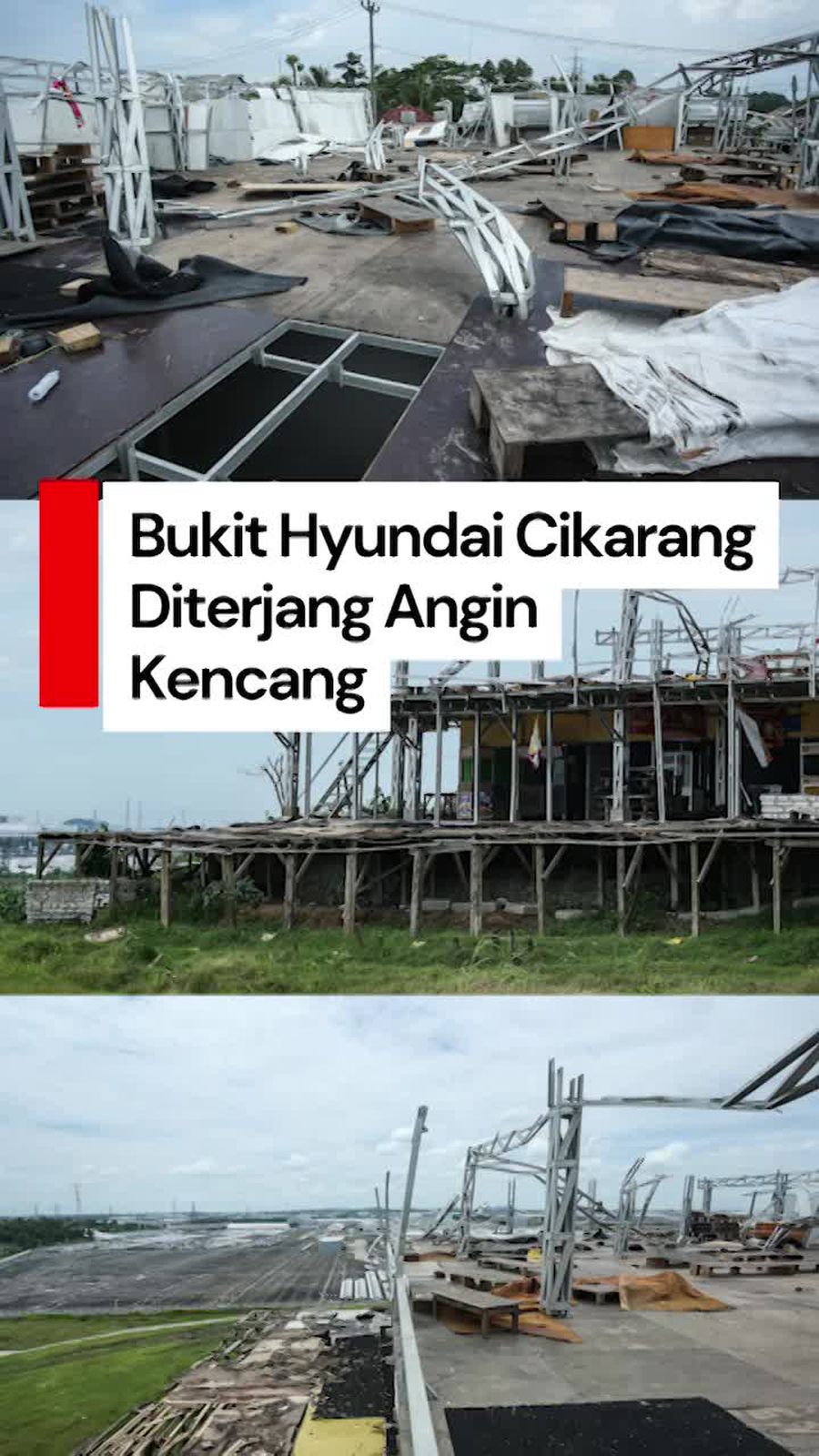 Video: Detik-detik Bangunan di Bukit Hyundai Cikarang Diterjang Angin Puting Beliung