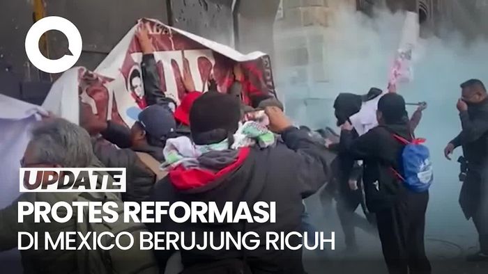 Video: Meksiko Ricuh, Guru-Buruh Bentrok dengan Polisi