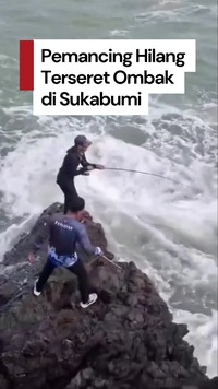 Video: Detik-detik 2 Pemancing Hilang Terseret Ombak di Sukabumi