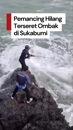 Video: Detik-detik 2 Pemancing Hilang Terseret Ombak di Sukabumi
