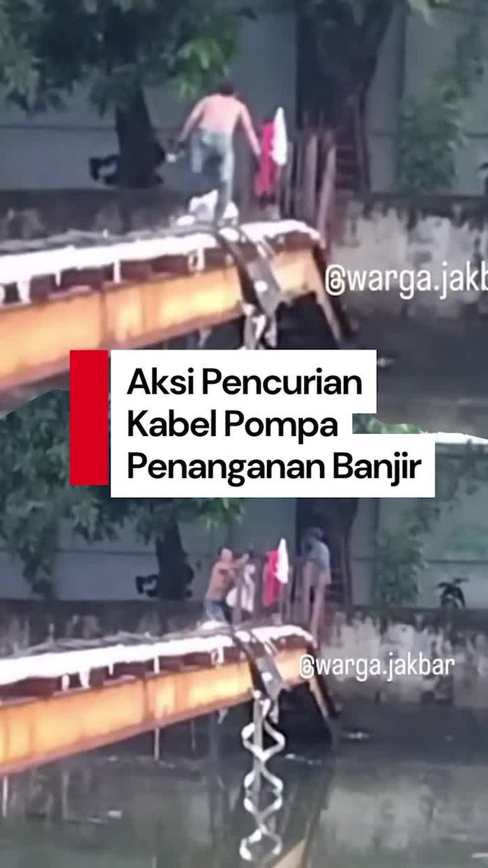 Video: Viral! Aksi Maling Kabel Pompa Penanganan Banjir di Jakbar