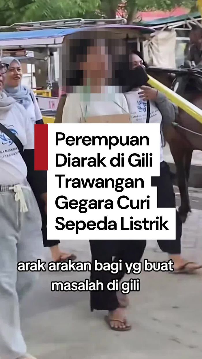 Video Perempuan Pencuri Sepeda Listrik Diarak Warga Keliling Gili Trawangan