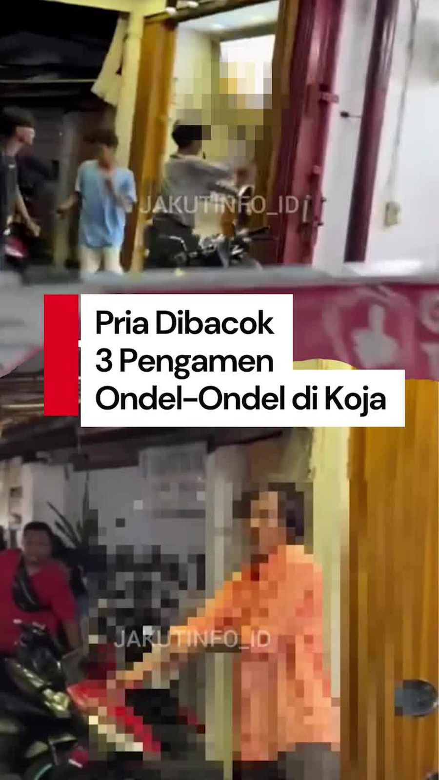 Video: Heboh Pria Dibacok 3 Orang, Pelakunya Pengamen Ondel-Ondel di Koja