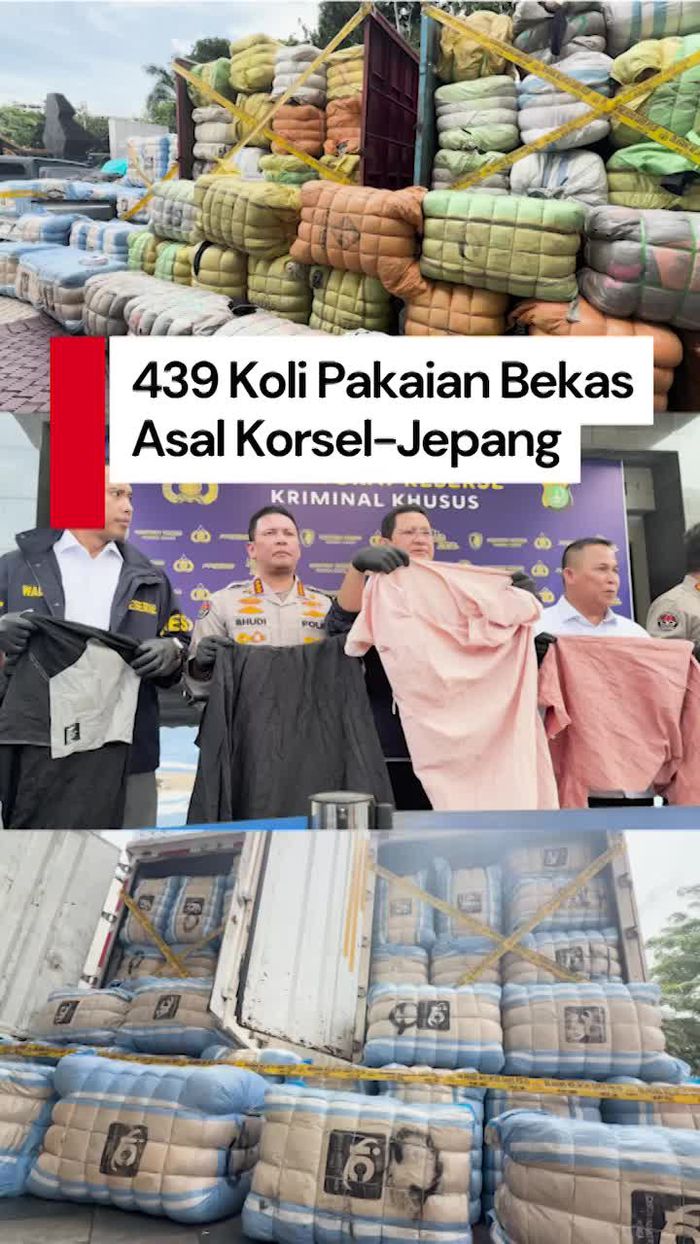 Video Polisi Sita 439 Koli Pakaian Bekas Asal Korsel yang Akan Dijual di DKI