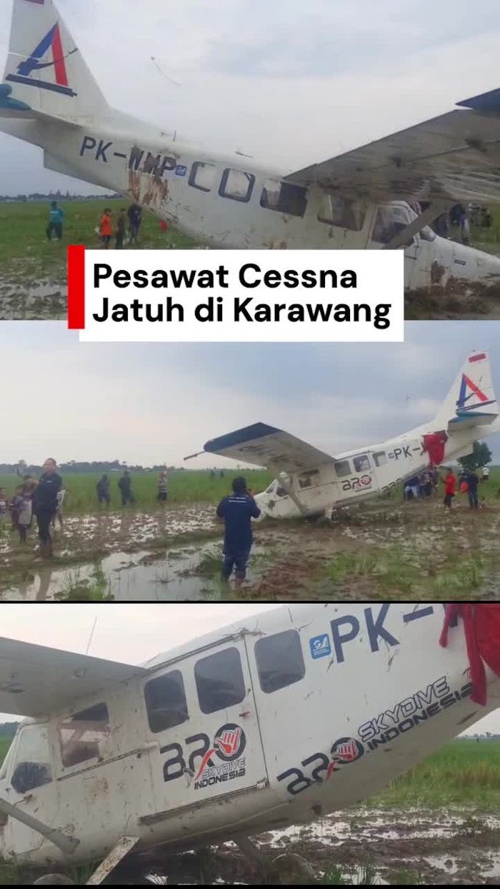 Video Pesawat Cessna Jatuh di Persawahan Karawang!