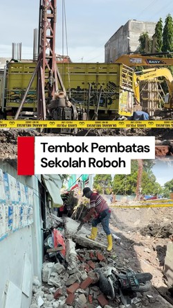 Video: Tembok Sekolah Roboh Tutupi Akses Rumah di Palmerah Jakbar