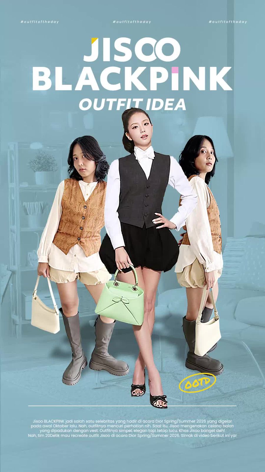 Video: Recreate Outfit Jisoo BLACKPINK Pakai Celana Balon di Acara Dior