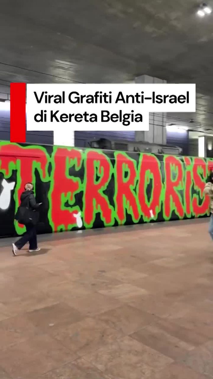Video: Viral Kereta di Belgia Dicoreti Grafiti Israel Negara Teroris
