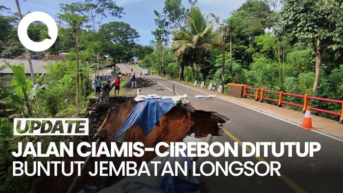 Video: Jembatan Cikaleho Longsor, Jalan Nasional Ciamis-Cirebon Lumpuh