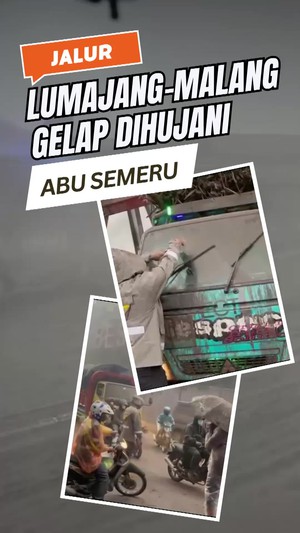 Video Nyaris Gelap! Sore Bak Malam di Jalur Lumajang-Malang gegara Abu Semeru