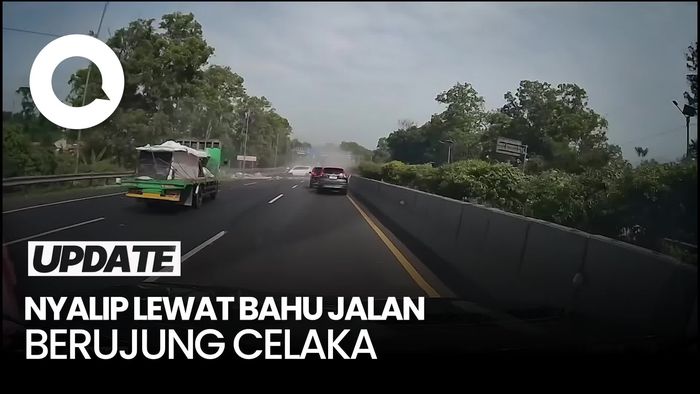 Video Viral Detik-detik Mobil Nyalip Lewat Bahu Jalan Berujung Celaka