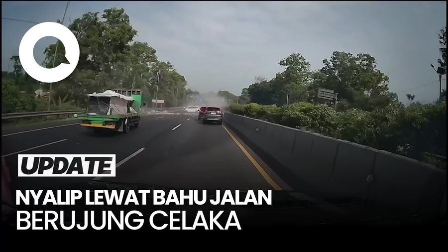 Video Viral Detik-detik Mobil Nyalip Lewat Bahu Jalan Berujung Celaka