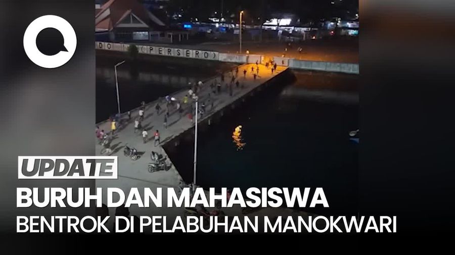 Video: Buruh-Mahasiswa Bentrok di Pelabuhan Manokwari, 3 Polisi-TNI Terluka