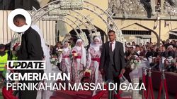 Video: Kemeriahan Pernikahan Massal di Tengah Puing-puing Bangunan di Gaza