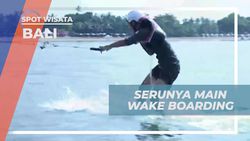 Menikmati Serunya Bermain Wake Boarding di Ombak Laut Bali  