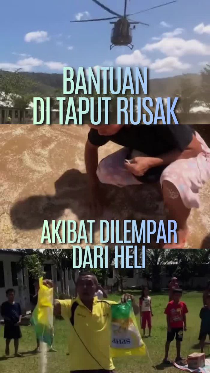 Video: Heboh Bantuan Makanan Rusak Akibat Dilempar dari Heli di Taput
