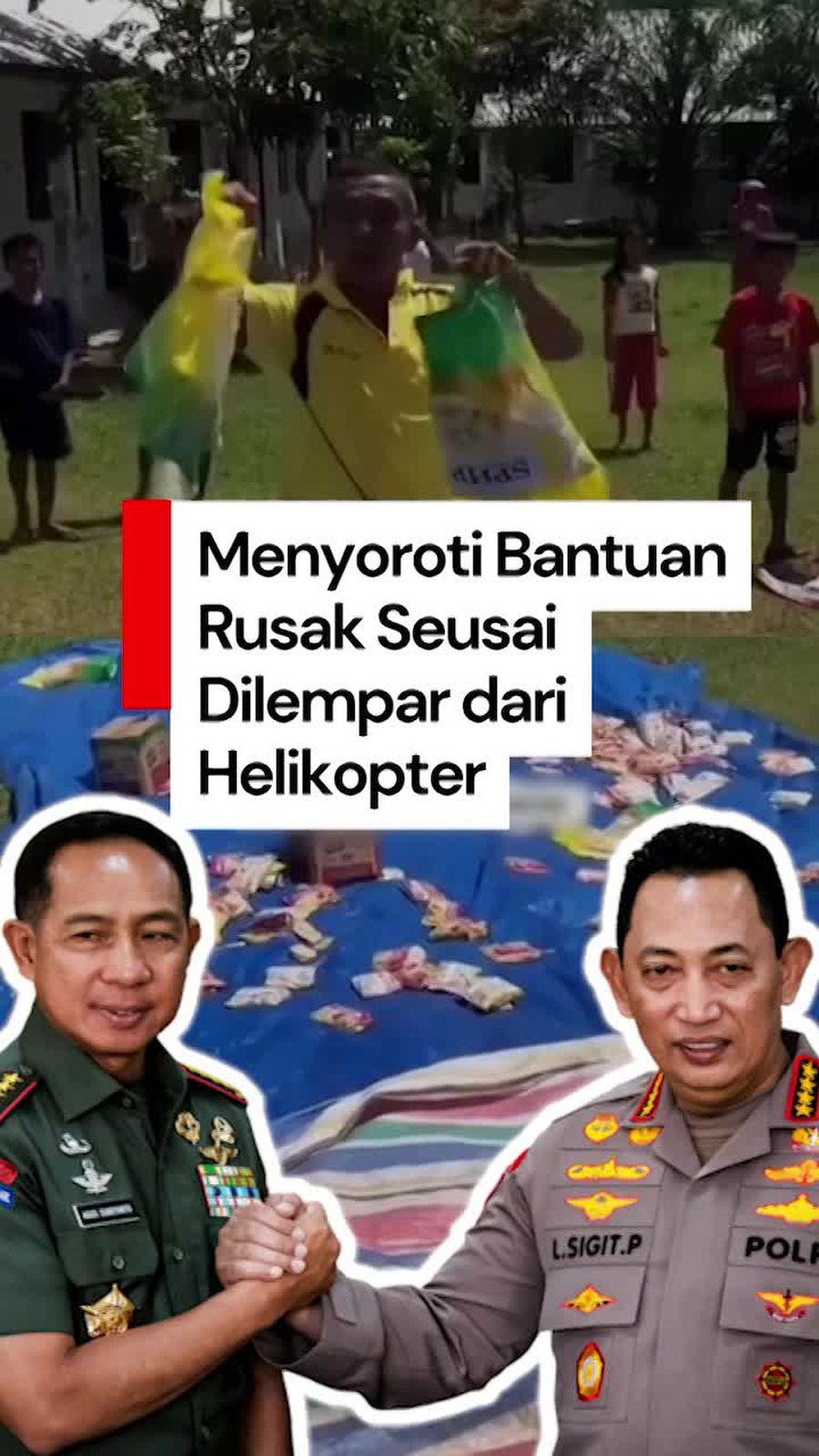 Video Panglima-Kapolri soal Bantuan Rusak Seusai Dilempar dari Helikopter