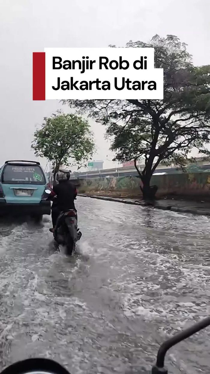 Video: Banjir Rob di Jakut, Motor Mogok Usai Nekat Terobos Genangan