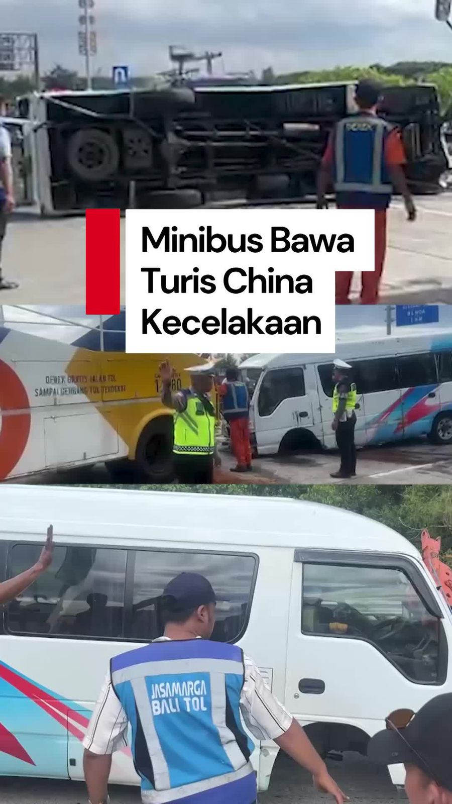 Video: Bawa 13 Turis China, Minibus di Bali Tabrak Pembatas Jalan 