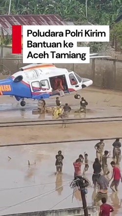 Video: Heli Poludara Baharkam Polri Berhasil Dropping Bantuan ke Aceh Tamiang