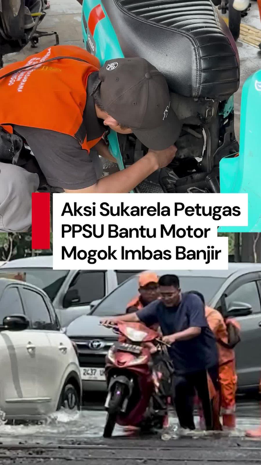  Video: Petugas PPSU Bantu Perbaiki Motor Mogok Imbas Banjir Rob Jakut