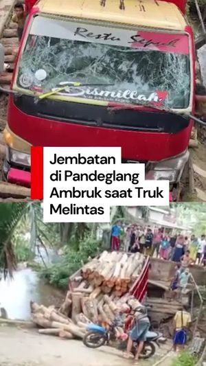 Video: Jembatan di Pandeglang Ambruk saat Truk Bawa Kayu Melintas