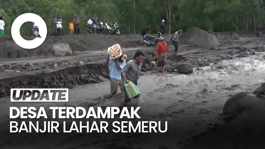 Video Banjir Lahar Semeru Terjang Desa Jugosari, Ratusan Warga Ngungsi