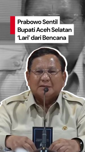 Video Sindiran Prabowo ke Bupati Aceh Selatan yang Lari dari Bencana