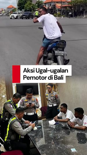 Video Aksi Ugal-ugalan Pemotor di Jalanan Bali, Mabuk-Coba Tendang Polisi 
