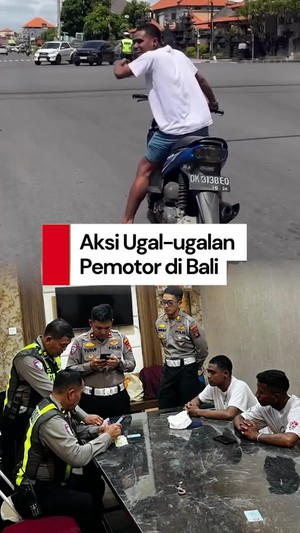 Video Aksi Ugal-ugalan Pemotor di Jalanan Bali, Mabuk-Coba Tendang Polisi 