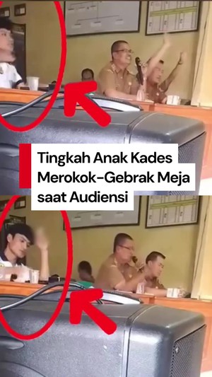 Video: Viral Anak Kades di Sukabumi Gebrak Meja-Merokok saat Audiensi