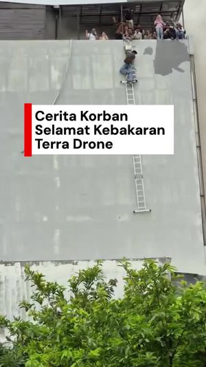 Video: Cerita Korban Satukan Tangga untuk Selamatkan Diri dari Kebakaran Terra Drone